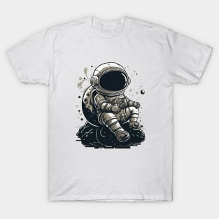 Cute Astronaut Sitting On Moon T-Shirt